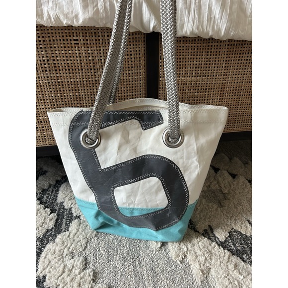 727 Sailbags Recycled Sails Tote In Gray/blue/White MSRP $240.00 France - Picture 1 of 12